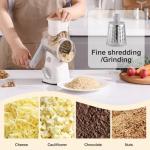 Rotary Cheese Grater Hand Crank, Kitchen Mandolin Vegetable Cheese Shredder with 3 Interchangeable Blades,Easy Clean Rotary Grater with Handle,Kitchen Grater Grinder for Cutting Cheese,Vegetable Nuts