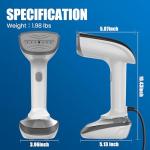 Powerful Handheld Fabric Steamer - 1800W with Fast Ceramic Heat-Up Plate, 2-in-1 Ironing & Wrinkle Remover, Steam Nozzle, Lint Brush - White, for US 120V Only