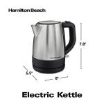Hamilton Beach Electric Tea Kettle, Water Boiler & Heater, 1 L, Cordless, Auto-Shutoff & Boil-Dry Protection, Stainless Steel (40998)