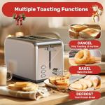 YSSOA 2 Slice Stainless Steel Toaster, 6 Shade Settings and Bagel/Defrost/Cancel Functions, with Extra Wide Slot & Removable Crumb Tray, for Various Bread & Waffle, Silver New