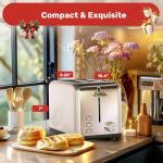 YSSOA 2 Slice Stainless Steel Toaster, 6 Shade Settings and Bagel/Defrost/Cancel Functions, with Extra Wide Slot & Removable Crumb Tray, for Various Bread & Waffle, Silver New
