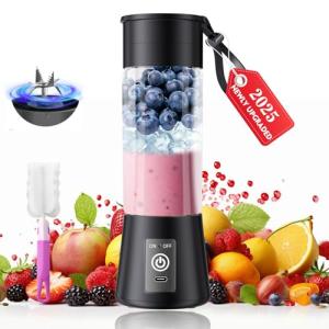2025 Newly Upgraded Portable Smoothie Blender - Cordless Personal Blender Type-C Rechargeable, 13Oz Traveling Juice Cup BAP Free, 20,000Rpm Speed Powerful Blending, Freshly Squeezed in Sports/Office