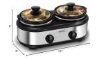 Sunvivi Dual Pot Slow Cooker, 2 Pot Small Mini Crock Buffet Server and Warmer, Upgraded Oval Ceramic Double Pot Buffet Food Warmer Adjustable Temp Glass Lid, Total 2.5 Quarts