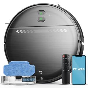 ZC WAS Robot Vacuum and Mop Combo, 2-in-1 Robot Vacuum Cleaner, Perfect for Pet Hair, Hard Floor and Carpet, Anti-Bump, Anti-Fall, App, Voice and Remote Control