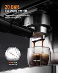 SHARDOR 20-Bar Espresso Machine for Home Barista, Built-In Steam Wand for Latte & Cappuccino, Stainless Steel Coffee Maker with Temp Display, 1350W, 60oz Water Reservoir