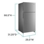 West Bend Apartment Refrigerator Freestanding Dual Door Design Fridge with Top Freezer, Adjustable Electronic Control and Frost Free Defrost, for Condo, House, Small Kitchen Use, 18-Cu.Ft, Metallic