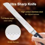 ProudMoore Bread Knife 8 inch, Serrated Knife for Homemade Bread, High Carbon Stainless Steel Blade, Ergonomic Handle and Full Tang Design, Sourdough Slicer, Cake Cutter for Baking & Kitchen Tools