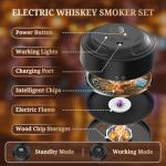 Electric Whiskey Smoker Kit: Old Fashioned Drink Smoker Kit with 6 Flavors Wood Chips, Whiskey Smoker Infuser Kit, No Butane Needed Bourbon Smoker Kit with RGB light and battery level display