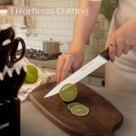 Astercook Knife Set, Kitchen Knives with Block and Sharpener Ceramic Coating 15 Pcs German Stainless Steel Knives Sharp Blade Dishwasher Safe Kitchen Utensils Set with Ergonomic Handle, Elegant Black