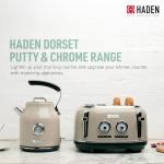 Haden Dorset 4 Slice Wide Slot Stainless Steel Toaster with Adjustable Browning Control & Non-Slip Feet, Putty & Chrome