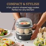 Elite Gourmet EGC1215B Easy Egg Cooker, Stainless-steel Heating Plate, Two-Tiered, 14-Egg Capacity, Soft, Medium, Hard-Boiled, Auto Shut-Off, Omelets, Poached Eggs, Measuring Cup, Piercing Pin, Black