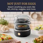 Elite Gourmet EGC1215B Easy Egg Cooker, Stainless-steel Heating Plate, Two-Tiered, 14-Egg Capacity, Soft, Medium, Hard-Boiled, Auto Shut-Off, Omelets, Poached Eggs, Measuring Cup, Piercing Pin, Black