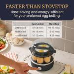 Elite Gourmet EGC1215B Easy Egg Cooker, Stainless-steel Heating Plate, Two-Tiered, 14-Egg Capacity, Soft, Medium, Hard-Boiled, Auto Shut-Off, Omelets, Poached Eggs, Measuring Cup, Piercing Pin, Black