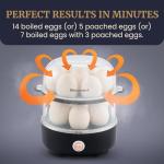 Elite Gourmet EGC1215B Easy Egg Cooker, Stainless-steel Heating Plate, Two-Tiered, 14-Egg Capacity, Soft, Medium, Hard-Boiled, Auto Shut-Off, Omelets, Poached Eggs, Measuring Cup, Piercing Pin, Black
