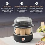 Elite Gourmet EGC1215B Easy Egg Cooker, Stainless-steel Heating Plate, Two-Tiered, 14-Egg Capacity, Soft, Medium, Hard-Boiled, Auto Shut-Off, Omelets, Poached Eggs, Measuring Cup, Piercing Pin, Black