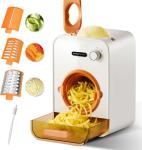 Electric Cheese Grater with 3 Set Blades, Automatic Efficient Slicer & Grater & Shredder for Carrot, Potato, Cabbage & More Vegetables/Salad/Cheese, 4" Large Feed Tube, Built-in Blade Storage Box