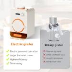 Electric Cheese Grater with 3 Set Blades, Automatic Efficient Slicer & Grater & Shredder for Carrot, Potato, Cabbage & More Vegetables/Salad/Cheese, 4" Large Feed Tube, Built-in Blade Storage Box