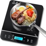 Panana Portable Induction Cooktop, 1800 Watts Induction Burner with LCD Sensor Touch, Induction Hot Plate with Safety Shutoff Function for Cooking, Single (BLUE LCD Dispaly - Silver)