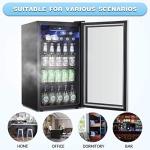 Antarctic Star Beverage Refrigerator Cooler -120 Can Mini Fridge Glass Door for Soda Beer or Wine Constant Glass Door Small Drink Dispenser Clear Front Door for Home, Office Bar 3.2cu.ft