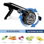 WELTONHM Mandoline Slicer, Adjustable Mandoline Slicer for Kitchen, Stainless Steel Mandolin Vegetable Chopper for Potato, Julienne Cutter with Cut-Resistant Gloves, Black