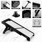 WELTONHM Mandoline Slicer, Adjustable Mandoline Slicer for Kitchen, Stainless Steel Mandolin Vegetable Chopper for Potato, Julienne Cutter with Cut-Resistant Gloves, Black