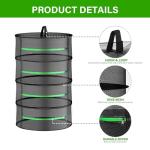 Simple Deluxe Herb Drying Rack 2 Layer 24'', Zipper & Hook Hanging Dry Mesh Folding Basket Dryer for Clothes, Herbs