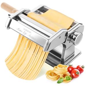 ISIMEE Pasta Maker, 9 Adjustable Thickness Settings 2 in 1 Pasta Machine with Rollers and Cutter, Noodle Maker for Dumpling Skin, Spaghetti, Fettuccini, Lasagna