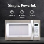 Farberware 1.3 Cu. Ft. Countertop Microwave Oven – 1100 Watts Power, Smart Sensor Auto Cook Settings, Defrost, Easy Clean and Child Safety Lock - White Platinum