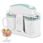Pukomc Ice Cream Maker Machine for Home Use, with Two Ice Cream Bowls,Simple Operation and Easy to Clean,White Green