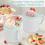 Pukomc Ice Cream Maker Machine for Home Use, with Two Ice Cream Bowls,Simple Operation and Easy to Clean,White Green