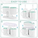 Pukomc Ice Cream Maker Machine for Home Use, with Two Ice Cream Bowls,Simple Operation and Easy to Clean,White Green