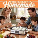 JoyMech Yogurt Maker Machine, 8 Glass Jars with Lids Reusable for Yoghurt, Oatmeal, Pudding, or Jello, Food-Grade Martial, One-touch Control, Homemade Yogurt