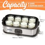 JoyMech Yogurt Maker Machine, 8 Glass Jars with Lids Reusable for Yoghurt, Oatmeal, Pudding, or Jello, Food-Grade Martial, One-touch Control, Homemade Yogurt