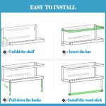 Hoopoton Magnetic Spice Rack Organizer Single Tier Refrigerator Spice Storage Shelf, Easy to Install The Side of The Refrigerator Can Hold spices, Jar of Olive Oil (White, With hook)