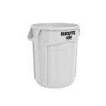 Rubbermaid Commercial Products BRUTE Heavy-Duty Round Trash/Garbage Can, 20-Gallon, White, Outdoor Waste Container for Landscapers/Construction/Restaurants/Back of House/Offices/Warehouses