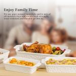 Dafuceramic Casserole Dishes for Oven, Baking Dishes, Ceramic Bakeware Sets of 4, Rectangular Baking Pan Set with Handles for Baking, Casserole, Kitchen, Wedding Gift,White