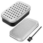 2 In 1 Cheese Grater with Container and Lid Metal Handheld with Storage Box Stainless Steel – Citrus Lemon Zester, Fruit Vegetable Onion Choppers, Airtight Includes Hand Peelers, Grinder, Shredder