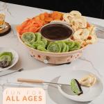 Kusini Fondue Pot Electric Set – 10-oz Chocolate Fondue kit - Temperature Control, Detachable Serving Tray, 4 Forks – Hostess Gift Ideas, Unique Housewarming Gift Set – Birthday Party Ideas