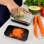 2 In 1 Cheese Grater with Container and Lid Metal Handheld with Storage Box Stainless Steel – Citrus Lemon Zester, Fruit Vegetable Onion Choppers, Airtight Includes Hand Peelers, Grinder, Shredder
