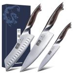 HOSHANHO 3 Pieces Knife Set, Professional Japanese High Carbon Stainless Steel Kitchen Knife Set, Ultra Sharp Chef Knives Sets with Ergonomic Pakkawood Handle
