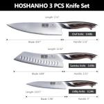 HOSHANHO 3 Pieces Knife Set, Professional Japanese High Carbon Stainless Steel Kitchen Knife Set, Ultra Sharp Chef Knives Sets with Ergonomic Pakkawood Handle