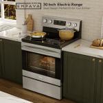 Empava 30" Electric Range,4.8 Cu.Ft Oven, Radiant Ceramic Cooktop, 4 Elements, Steam Clean, Freestanding & Slide-in Stove,Stainless Steel, 240V