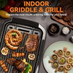 Baker’s Friend Indoor Griddle & Grill, Electric Griddle with 2 in 1 Indoor Grill and Griddle Plate Indoor Grill with Removable Plate, Silicone Mold, Dishwasher Safe, Recipes Include, Graphite