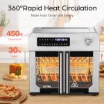 OSTBA French Door Air Fryer Toaster Oven Combo, Airfryer Convection Oven Countertop 10-in-1 Combo, 30% Faster 90% Less Oil, 102 Recipes & 7 Accessories Included 24 QT Stainless Steel