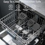 Coukre Silicone Kitchen Cooking Utensils Set with Holder – Heat-Resistant, Food-Grade Kitchen Tools, Spatula, Spoon & Gadgets for Non-Stick Pans, Dishwasher Safe (14, PureBlack)