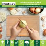 Freshware Freshware Bamboo Cutting Boards for Kitchen with Juice Groove [Set of 2] Wood Cutting Board for Chopping Meat, Vegetables, Fruits, Cheese, Knife Friendly Serving Tray with Handles