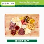 Freshware Freshware Bamboo Cutting Boards for Kitchen with Juice Groove [Set of 2] Wood Cutting Board for Chopping Meat, Vegetables, Fruits, Cheese, Knife Friendly Serving Tray with Handles
