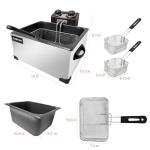 5L 1300W Deep Fryer with 3 Baskets, Yangbowan Electric Deep Fryer for Home Use, with Time & Temperature Control, Stainless Steel Lid with Viewing Window and Perfect for Kitchen, Fish Fry