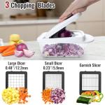 8 Blade All-in-1 Vegetable Chopper Mandoline Slicer with Container, Food Chopper, Onion Chopper, Veggie Cutter for Salad, Kitchen Gadgets Accessories Essentials, White