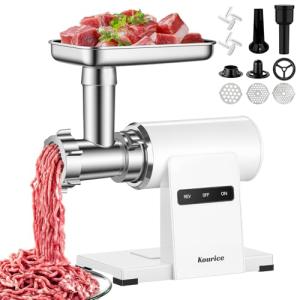 Kourice Meat Grinder 2800w Max, Electric Meat Grinder with Sausage Stuffer Maker & Kubbe Kit, Metal-Body Meat Mincer with 3 Stainless Steel Grinding Plates & 2 Blades for Home Kitchen Using